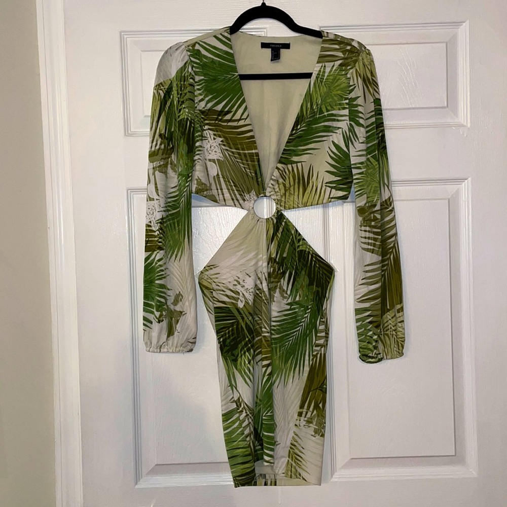 Cutout Tropical Mini Dress